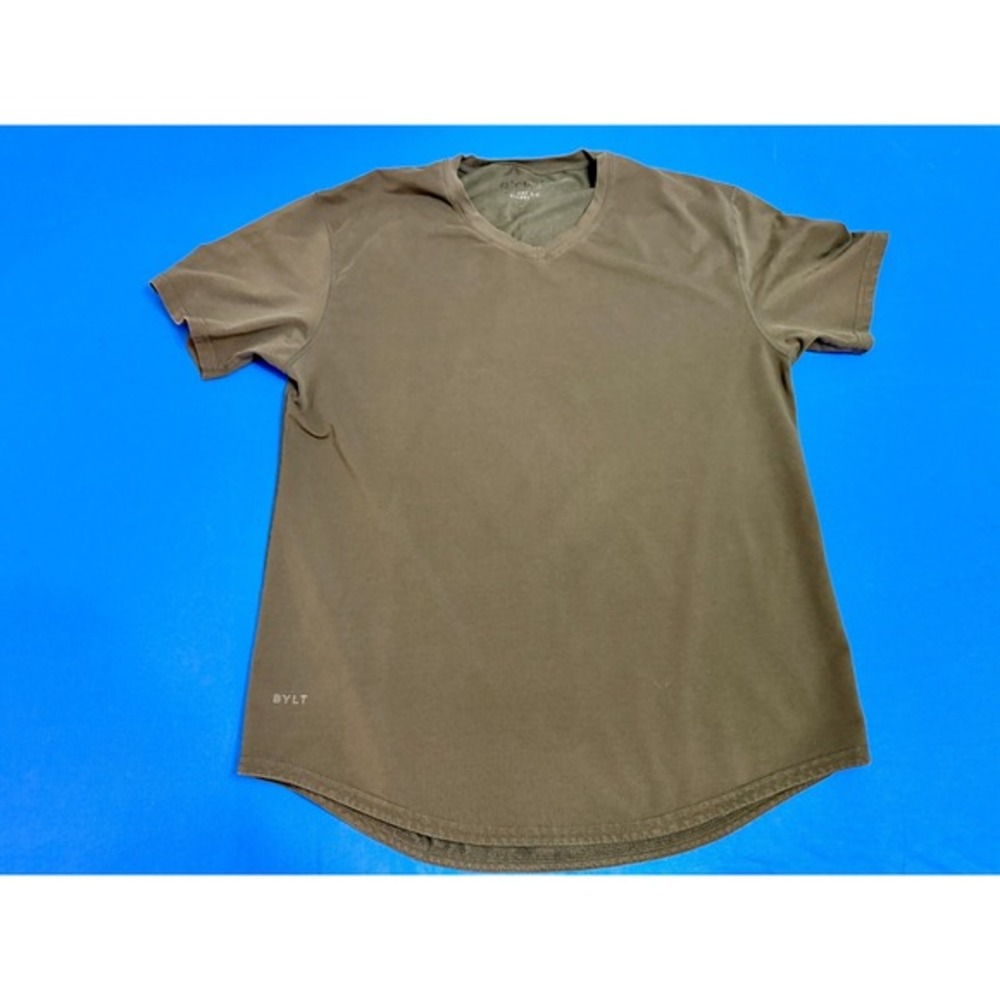 BYLT Drop-Cut Luxe V-Neck‎ Tee Men's Large Olive Green Tri-Blend Athletic Fit
